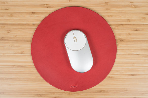 red buttero leather mouse pad