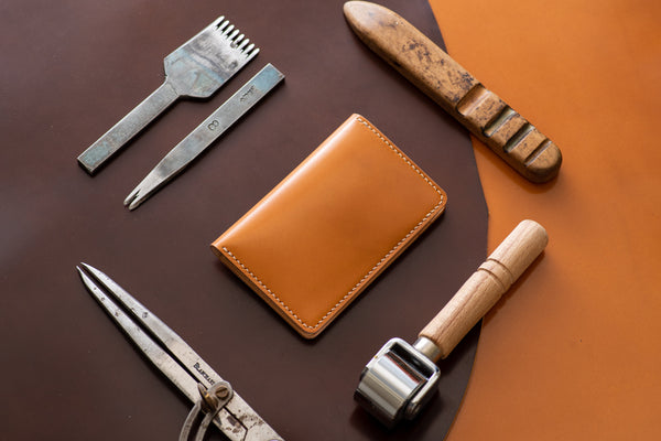 7 COLORS- Shell Cordovan & Natural Leather Vertical Card Wallet