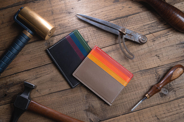 Rainbow Side-Opening Leather Card Wallet