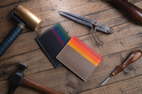 Rainbow Side-Opening Leather Card Wallet