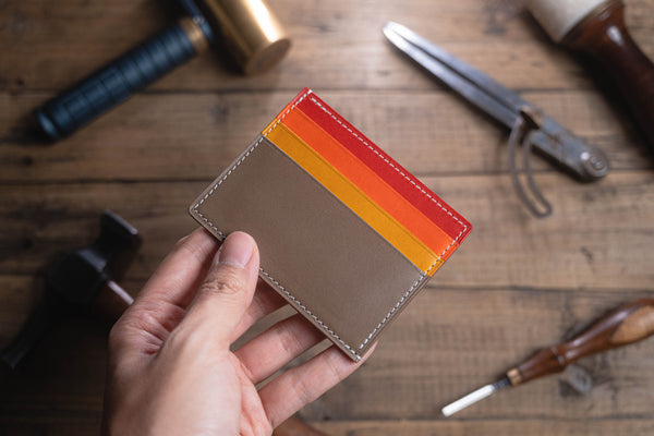 Rainbow Side-Opening Leather Card Wallet