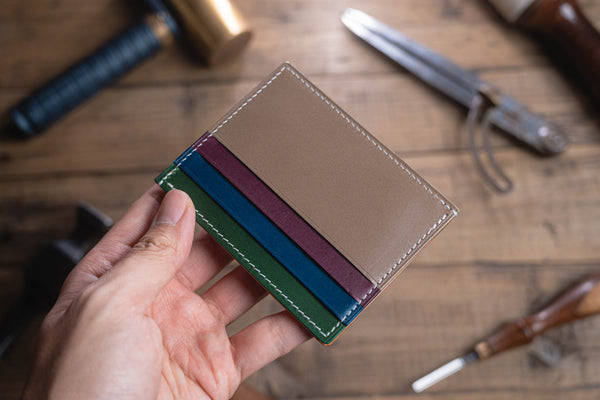 Rainbow Side-Opening Leather Card Wallet