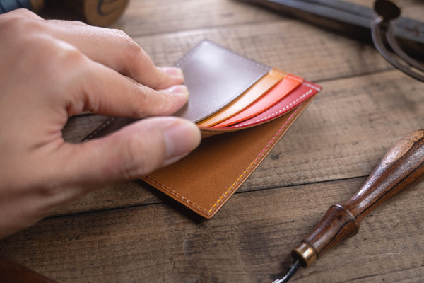 Rainbow Side-Opening Leather Card Wallet