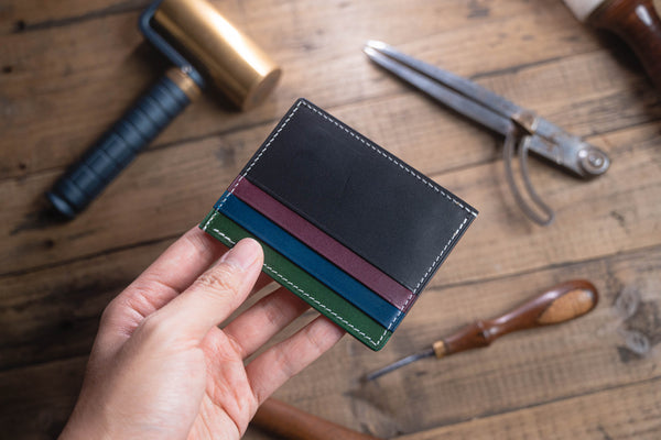 Rainbow Side-Opening Leather Card Wallet