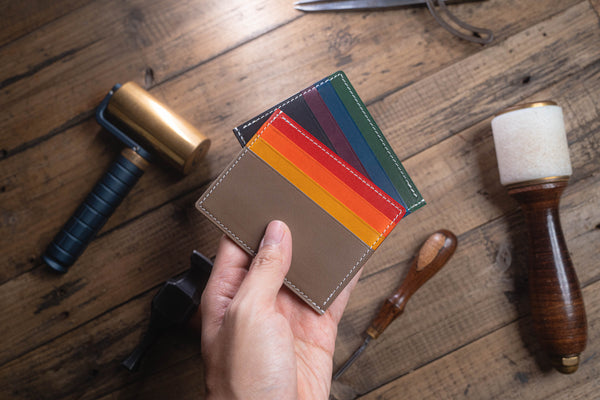 Rainbow Side-Opening Leather Card Wallet
