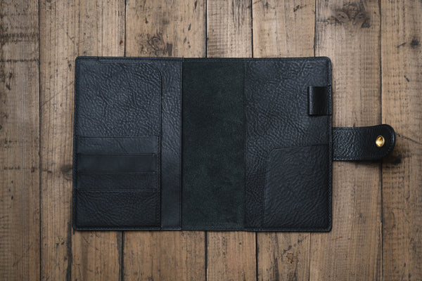 6 COLORS - B6/Stalogy Natural Snap Closure Pebbled Leather Notebook Cover with Card Slots