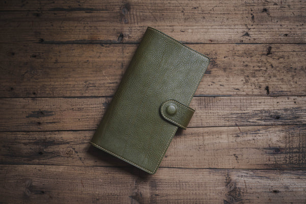 6 COLORS - TN/Standard Size Snap Closure Pebbled Leather Notebook Cover with Card Slots