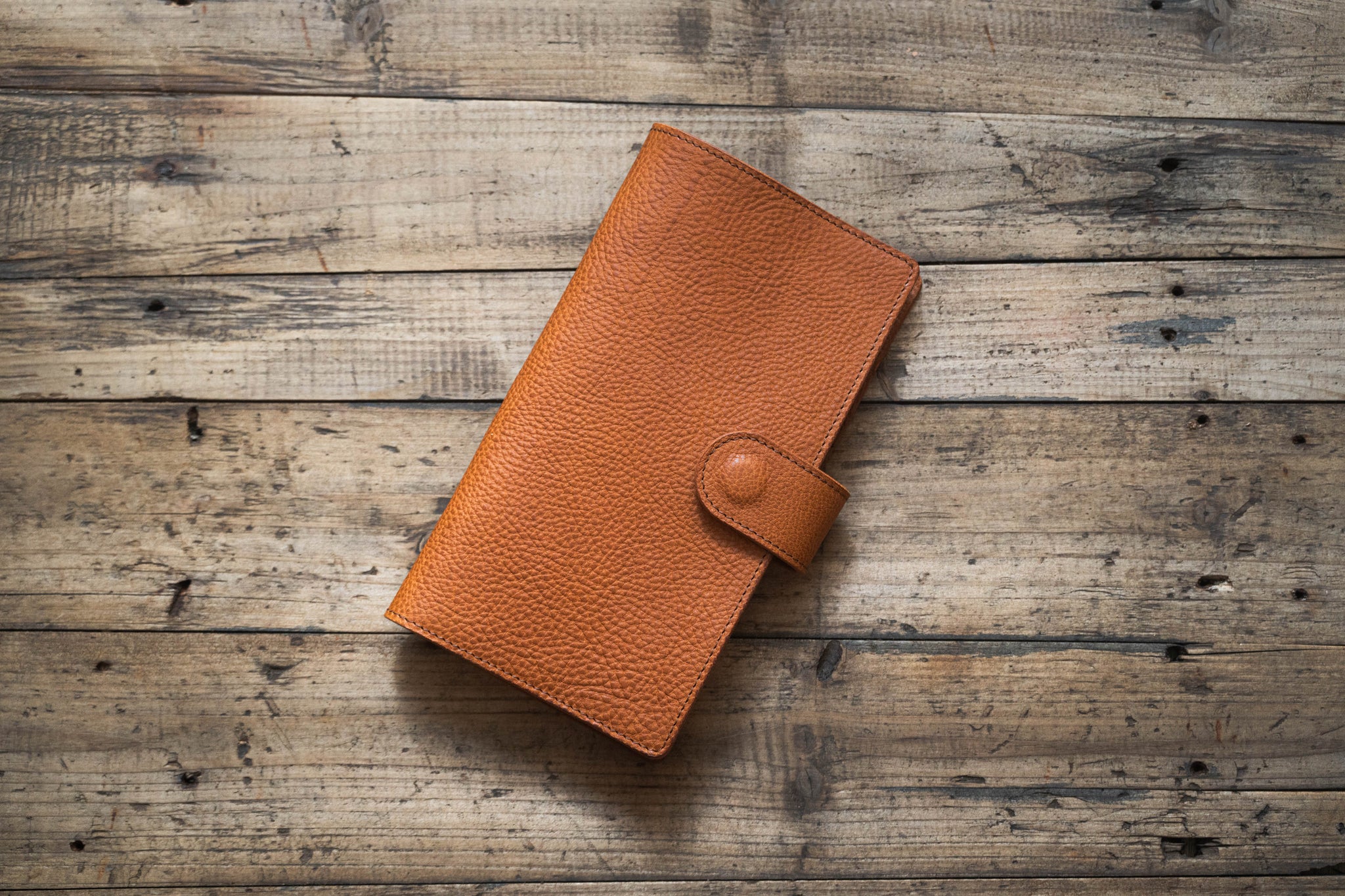6 COLORS - TN/Standard Size Snap Closure Pebbled Leather Notebook Cover