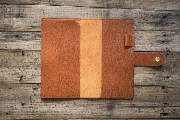 6 COLORS - TN/Standard Size Snap Closure Pebbled Leather Notebook Cover