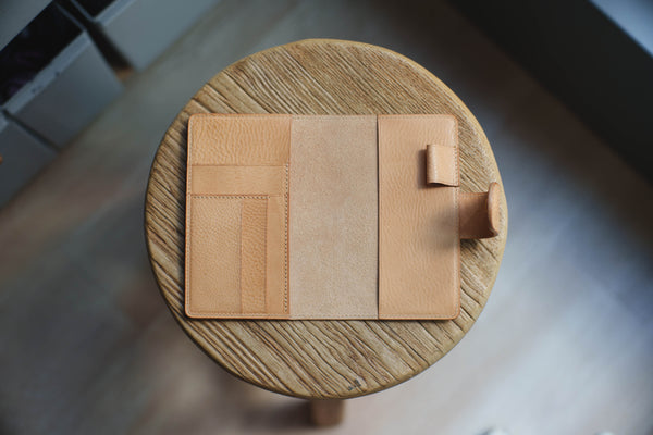 6 COLORS - Pocket Snap Closure Pebbled Leather Folio Cover with Card Slots