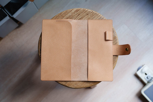 6 COLORS - TN/Standard Size Snap Closure Pebbled Leather Notebook Cover