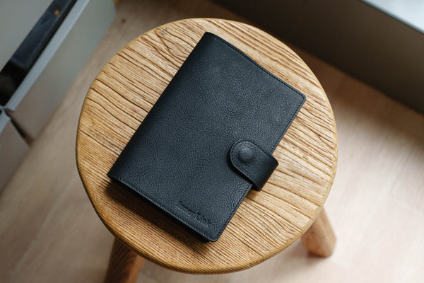 6 COLORS - B6/Stalogy Natural Snap Closure Pebbled Leather Notebook Cover