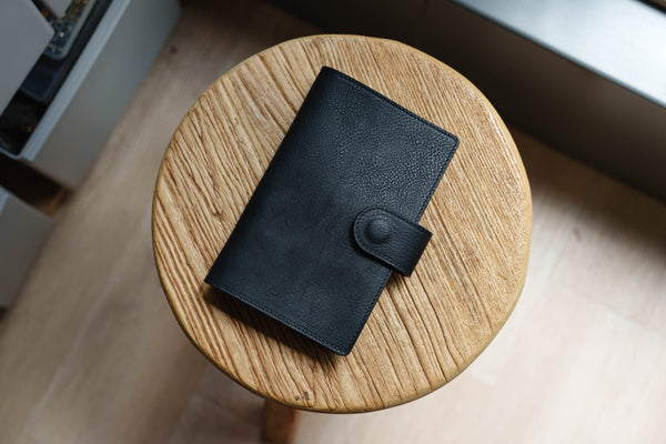 6 COLORS - B6 Slim/Midori MD/Nanami Cafe Note/Common Planner Natural Snap Closure Pebbled Leather Notebook Folio Cover