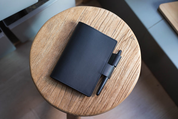 13 COLORS - A6/Hobonichi/Midori MD Buttero Leather Notebook Cover with interlocking pen loops