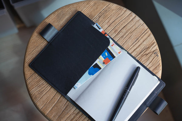 13 COLORS - A6/Hobonichi/Midori MD Buttero Leather Notebook Cover with interlocking pen loops