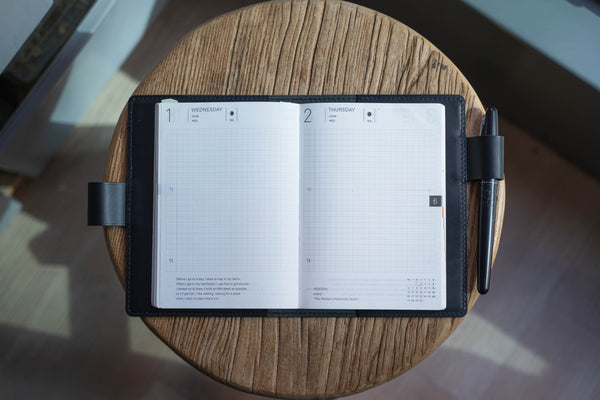 13 COLORS - A6/Hobonichi/Midori MD Buttero Leather Notebook Cover with interlocking pen loops