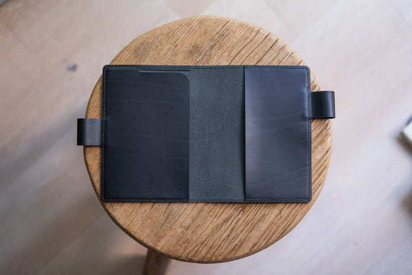 13 COLORS - A6/Hobonichi/Midori MD Buttero Leather Notebook Cover with interlocking pen loops