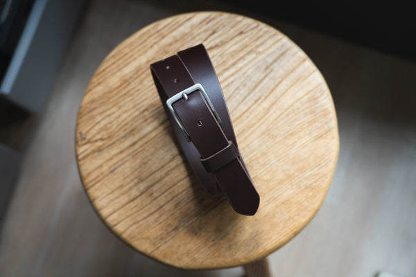 CUSTOMIZABLE - 4 COLORS Brown Vegetable-tanned Leather SS Buckle Dress Belt (30 mm wide)