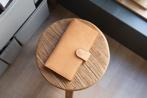 6 COLORS - TN/Standard Size Snap Closure Pebbled Leather Notebook Cover with Card Slots