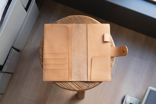 6 COLORS - TN/Standard Size Snap Closure Pebbled Leather Notebook Cover with Card Slots