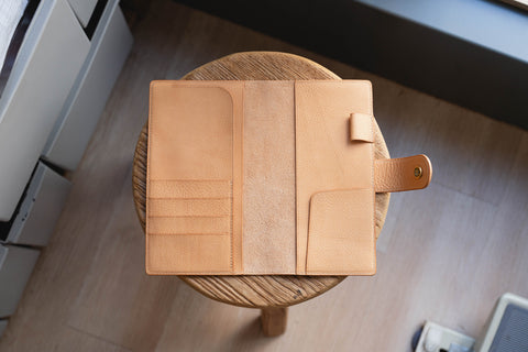 6 COLORS - TN/Standard Size Snap Closure Pebbled Leather Notebook Cover with Card Slots