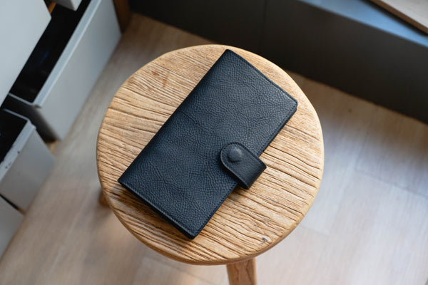 6 COLORS - TN/Standard Size Snap Closure Pebbled Leather Notebook Cover