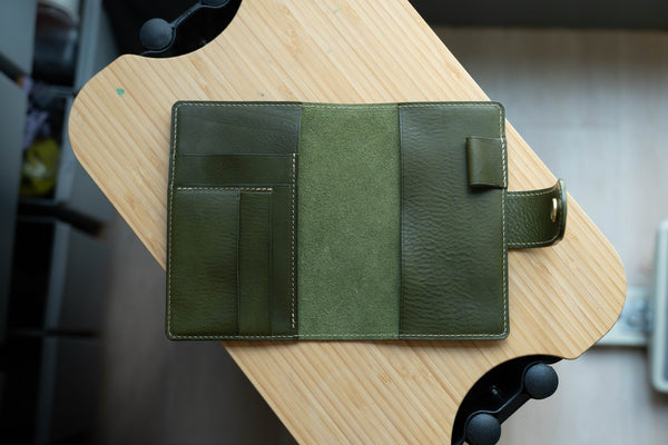 6 COLORS - Pocket Snap Closure Pebbled Leather Folio Cover with Card Slots