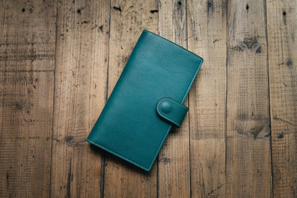 6 COLORS - TN/Standard Size Snap Closure Pebbled Leather Notebook Cover with Card Slots