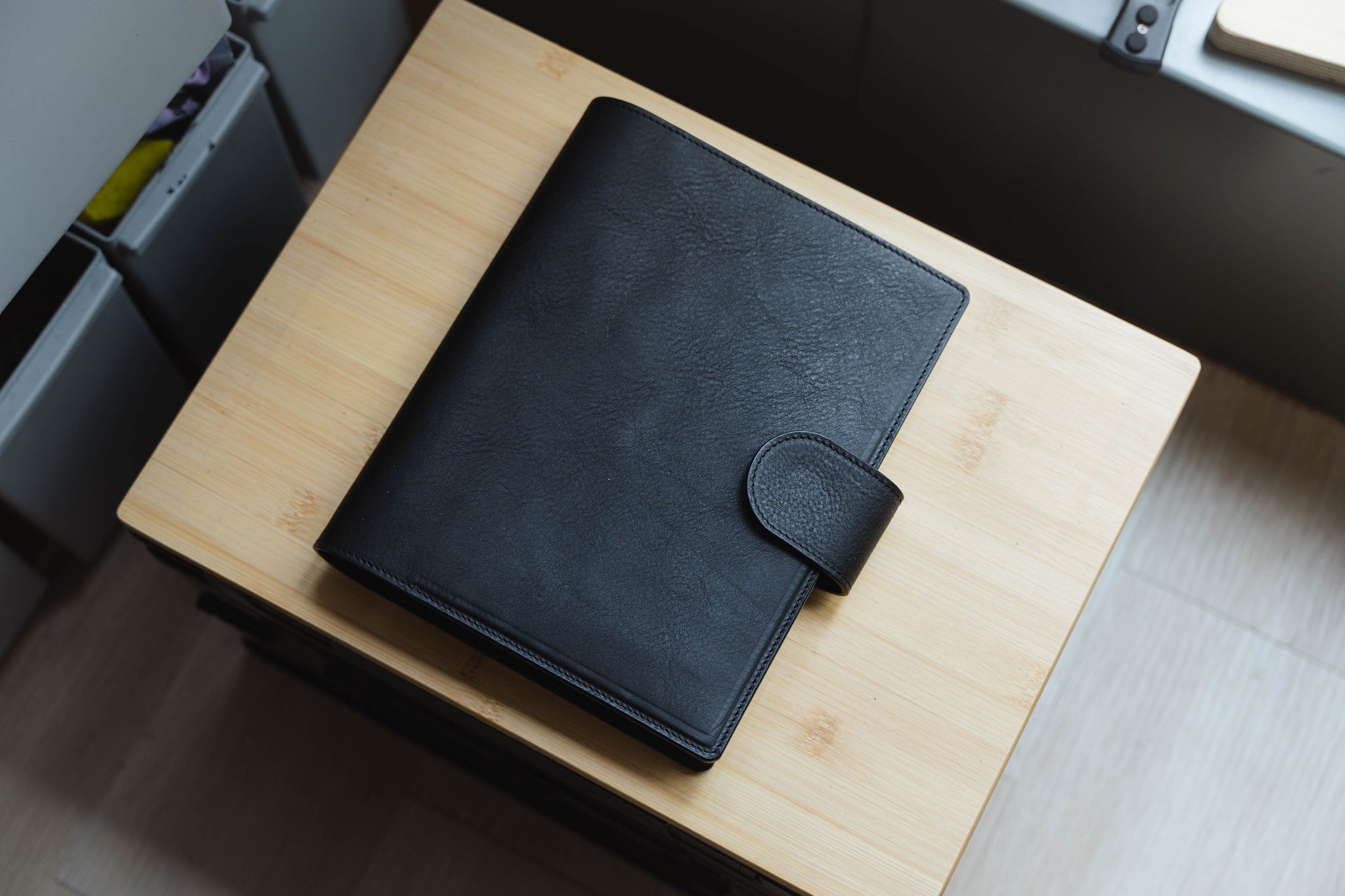 A5 Pebbled Leather Ring Organizer with Krause rings