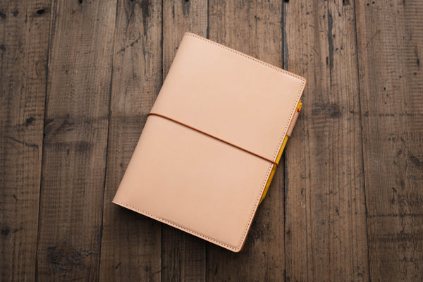 13 COLORS - A5/Hobonichi Cousin/Seven Seas Elastic Closure Buttero Leather Notebook Cover with Card pockets