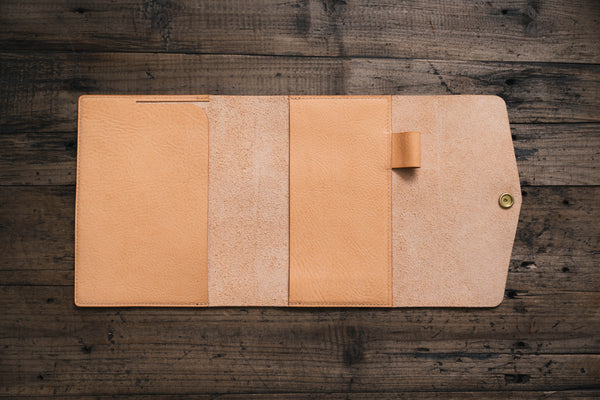 6 COLORS - B6/Stalogy Natural Pebbled Leather Trifold Notebook Cover