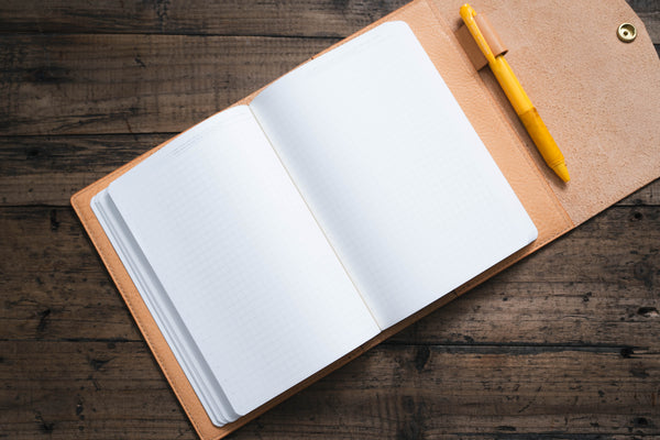 6 COLORS - B6/Stalogy Natural Pebbled Leather Trifold Notebook Cover