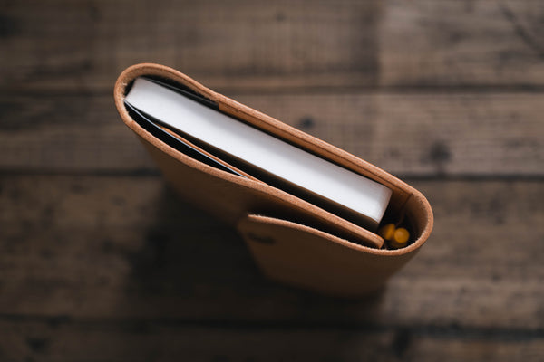 6 COLORS - B6/Stalogy Natural Pebbled Leather Trifold Notebook Cover