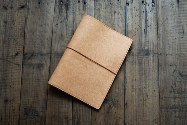 6 COLORS - A5/Hobonichi/Midori MD Elastic Closure Pebbled Leather Notebook Cover