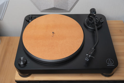 Waxed Flesh Undyed Leather Turntable Mat