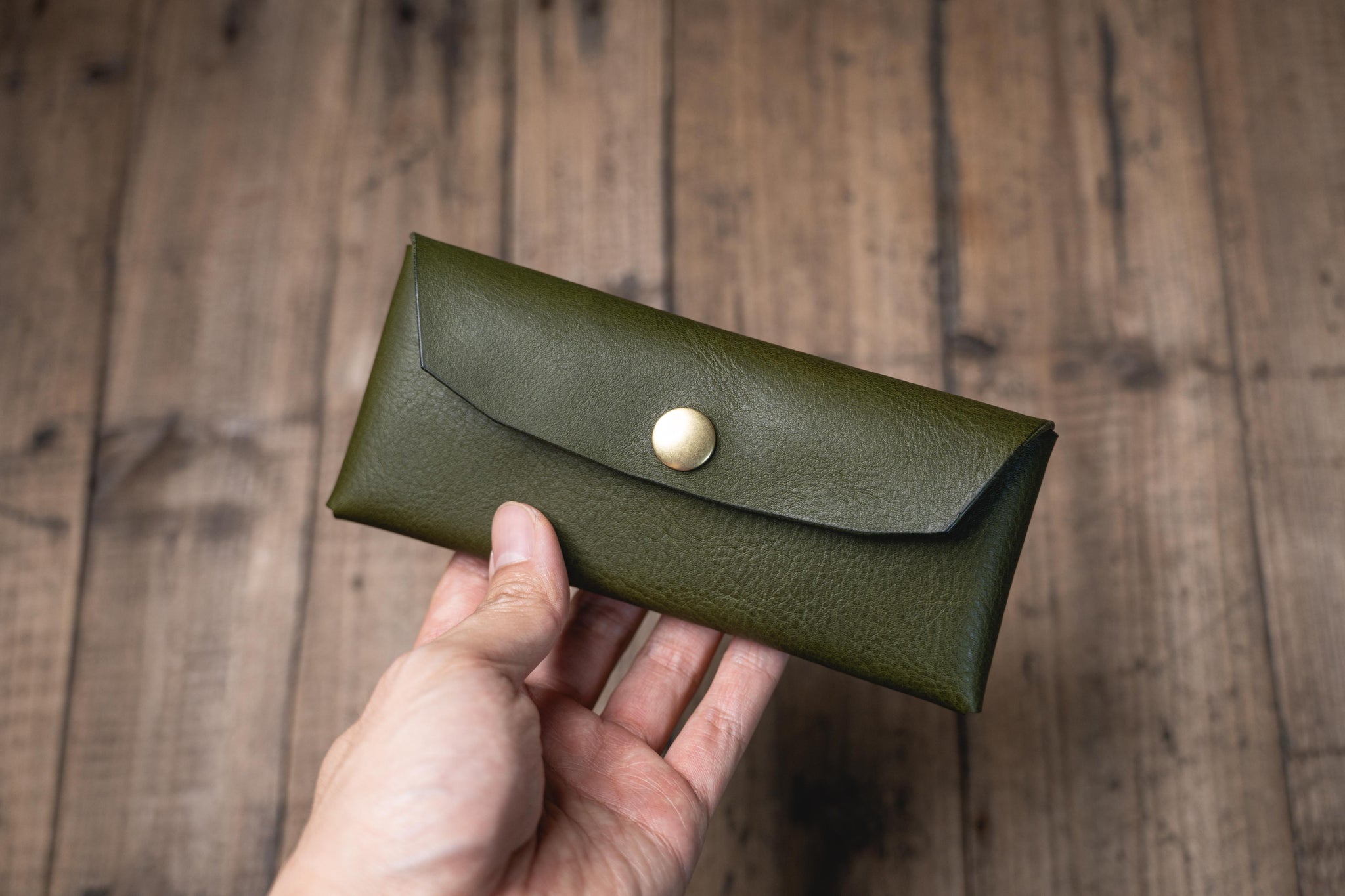 Origami Pebbled Leather Pen Case