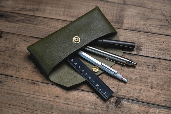 Origami Pebbled Leather Pen Case