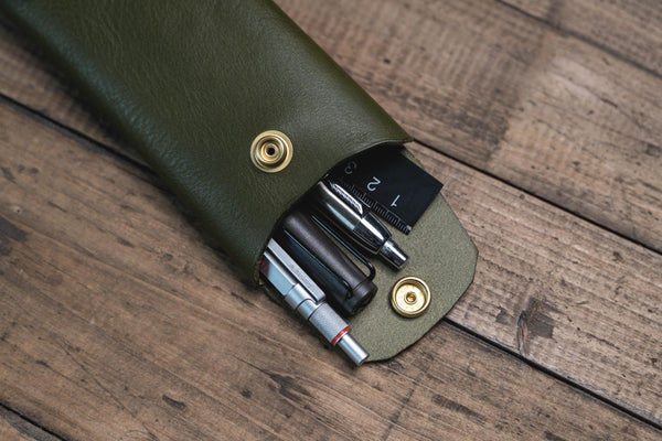 Origami Pebbled Leather Pen Case