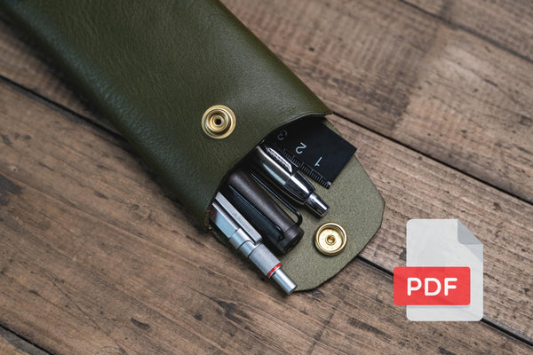 Simple Leather Stitchless Pen Case Design PDF Template Set No.40 - Digital Leatherworking Pattern - A4 & Letter Size
