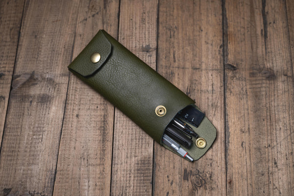 Origami Pebbled Leather Pen Case