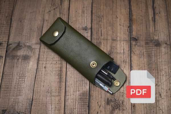 Simple Leather Stitchless Pen Case Design PDF Template Set No.40 - Digital Leatherworking Pattern - A4 & Letter Size