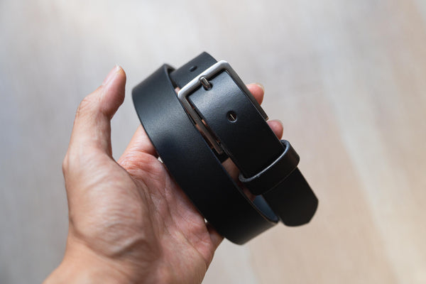 CUSTOMIZABLE - 4 COLORS Brown Vegetable-tanned Leather SS Buckle Dress Belt (30 mm wide)