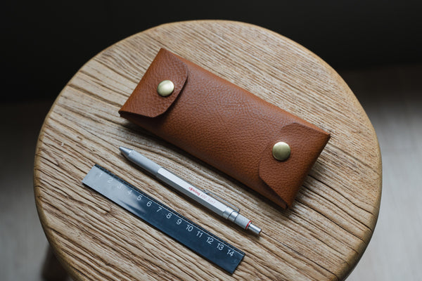 Origami Pebbled Leather Pen Case