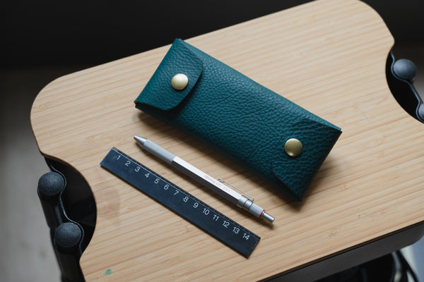 Origami Pebbled Leather Pen Case