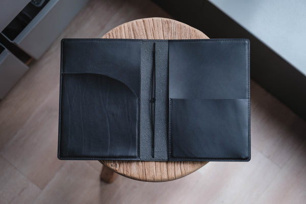 ALL SIZES - Black Buttero Leather Stitched Traveler's Notebook (No inserts included)