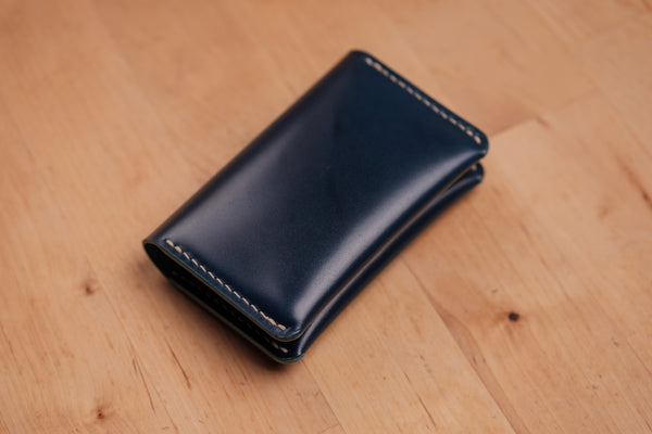 7 COLORS - Shell Cordovan Leather Folded Business Card Holder