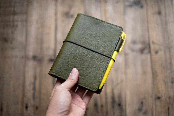 6 COLORS - A6/Hobonichi/Midori MD Natural Elastic Closure Pebbled Leather Notebook Cover