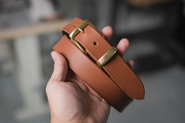 CUSTOMIZABLE - 4 COLORS Natural Vegetable-tanned Leather Dress Belt (30 mm wide)