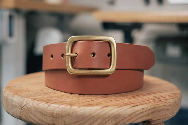 CUSTOMIZABLE - 4 COLORS Natural Vegetable-tanned Leather Garrison Belt (1.5 inch, 38 mm wide)
