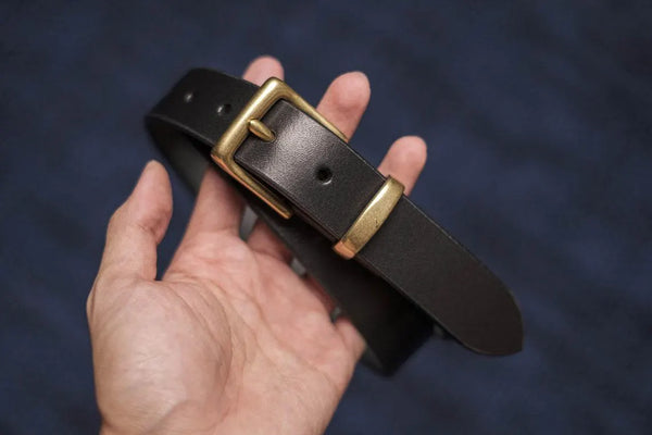 CUSTOMIZABLE - 4 COLORS Natural Vegetable-tanned Leather Dress Belt (30 mm wide)